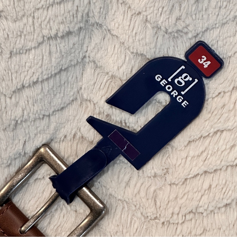 George Men's Belt Size 34 Colors:‎ Brown and Silver NEW NWT